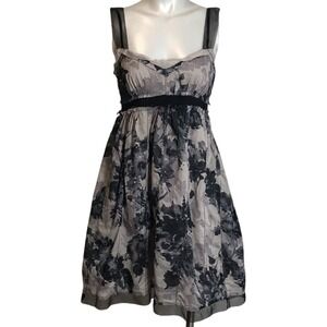 LOFT GREY PURPLE &‎ BLACK FLORAL DRESS Size 6